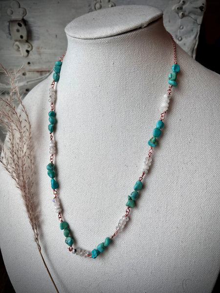 Simple Turquoise & Moonstone Necklace