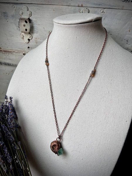 Electroformed Sea Shell W/Fluorite Crystal