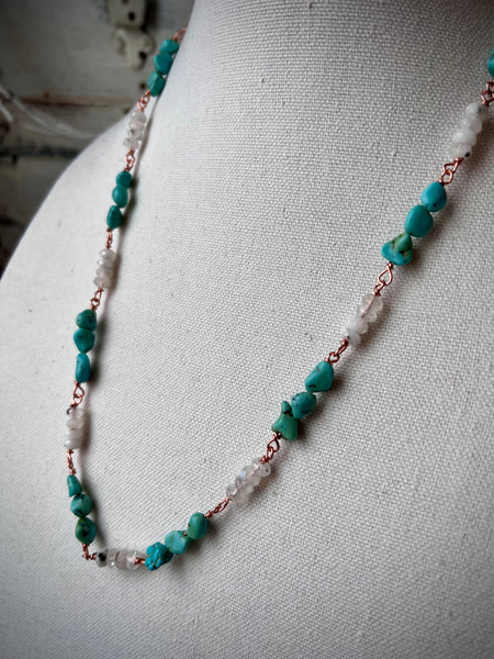 Simple Turquoise & Moonstone Necklace
