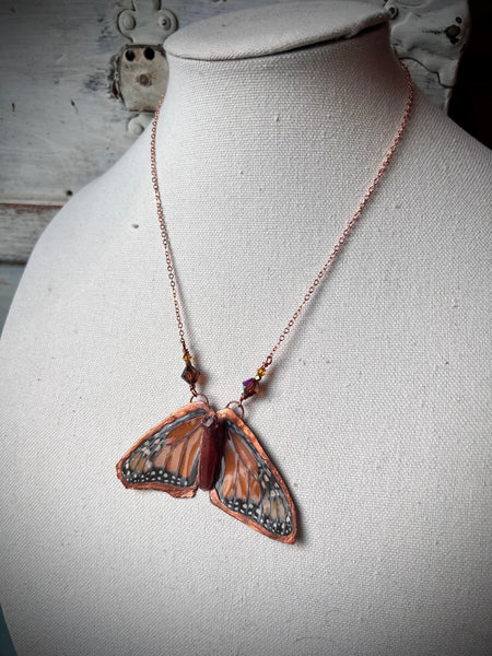 Electroformed Carnelian Monarch Butterfly