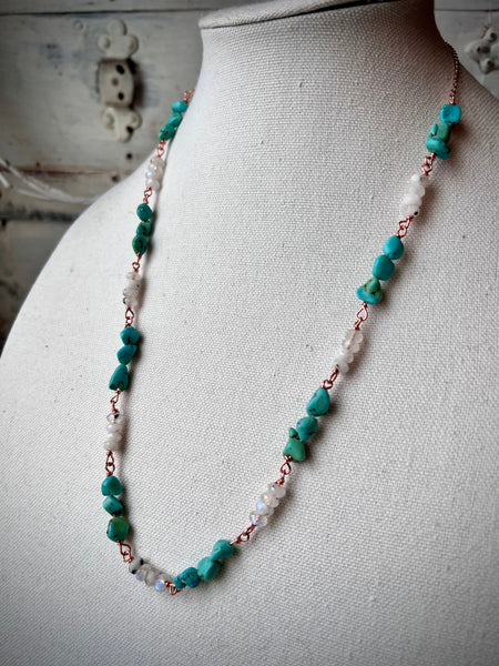 Simple Turquoise & Moonstone Necklace