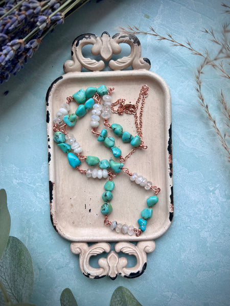 Simple Turquoise & Moonstone Necklace