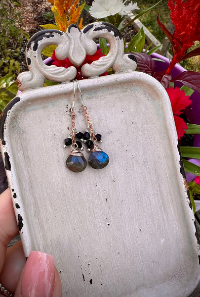 Labradorite and Swarovski Crystal Earrings