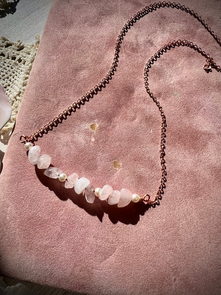 Dainty Rose Quartz Love Necklace