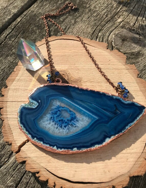 Blue Geode Slice Necklace
