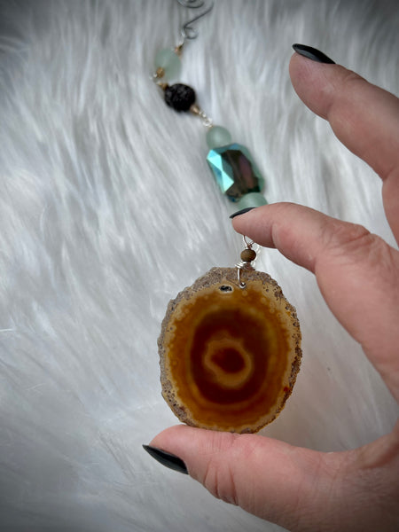 Natural Browns Geode Slice Dangle Wall Art