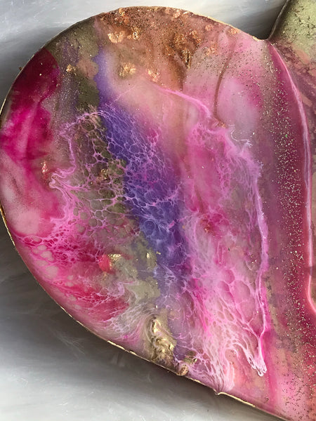 Pink Geode Crystal Heart Art