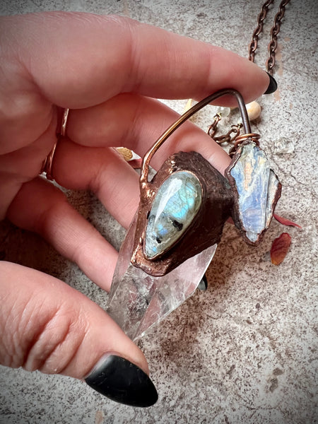 Crystal Quartz, Kyanite & Labradorite Necklace