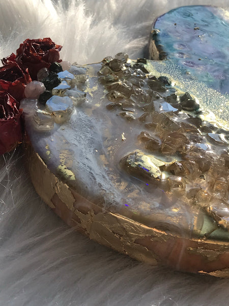 Blue Geode Crystal Heart Art