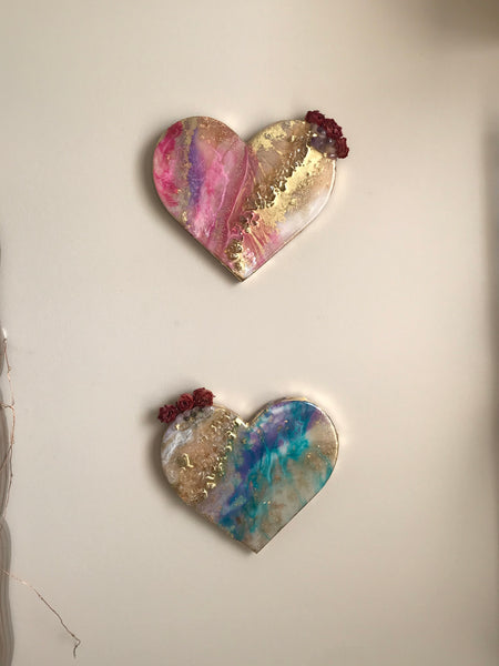 Pink Geode Crystal Heart Art