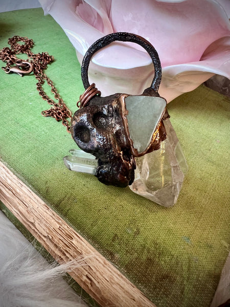Pirates Skull Crystal Quartz Necklace