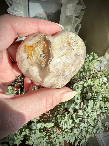 Cherry Blossom Agate Heart