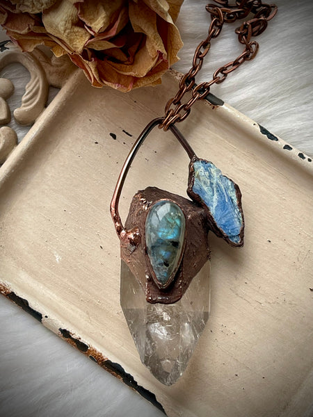 Crystal Quartz, Kyanite & Labradorite Necklace