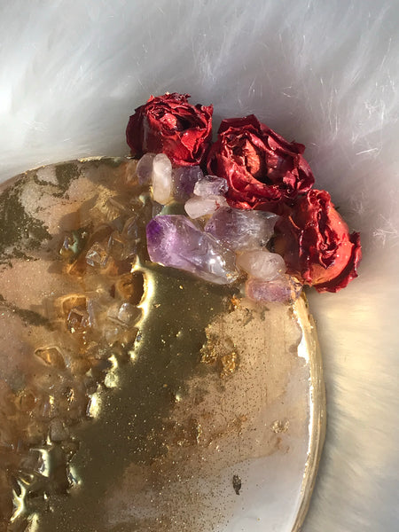 Pink Geode Crystal Heart Art