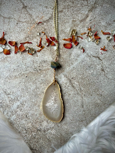 Labradorite Nude Geode Slice Necklace