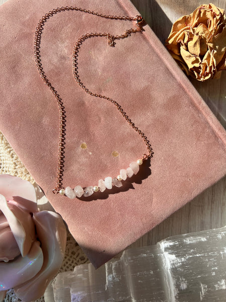 Dainty Rose Quartz Love Necklace