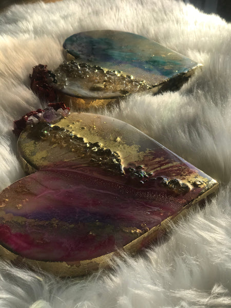 Pink Geode Crystal Heart Art