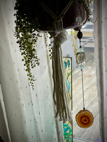 Natural Browns Geode Slice Dangle Wall Art