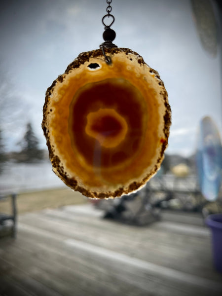 Natural Browns Geode Slice Dangle Wall Art