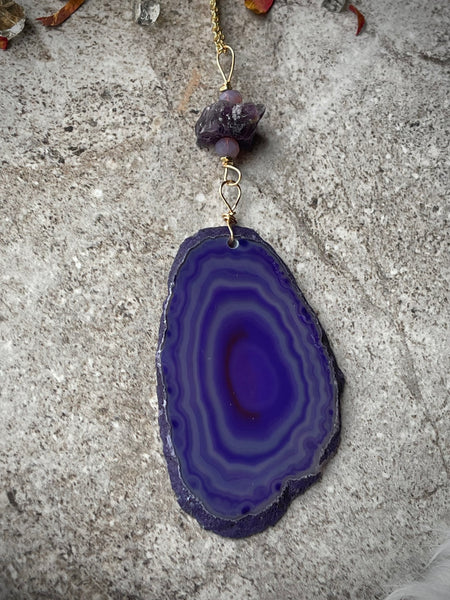 Royal Purple Geode Slice Necklace