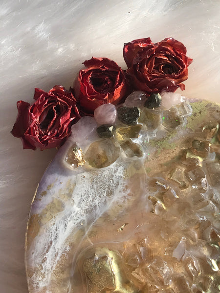 Blue Geode Crystal Heart Art