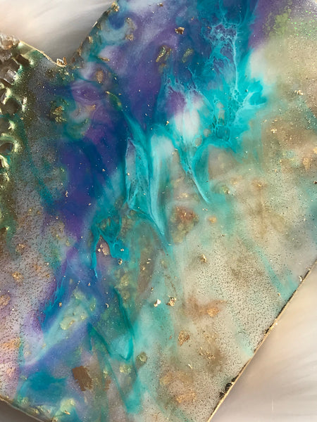 Blue Geode Crystal Heart Art