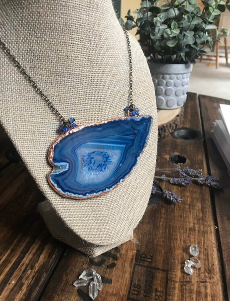 Blue Geode Slice Necklace