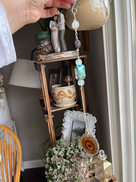 Natural Browns Geode Slice Dangle Wall Art