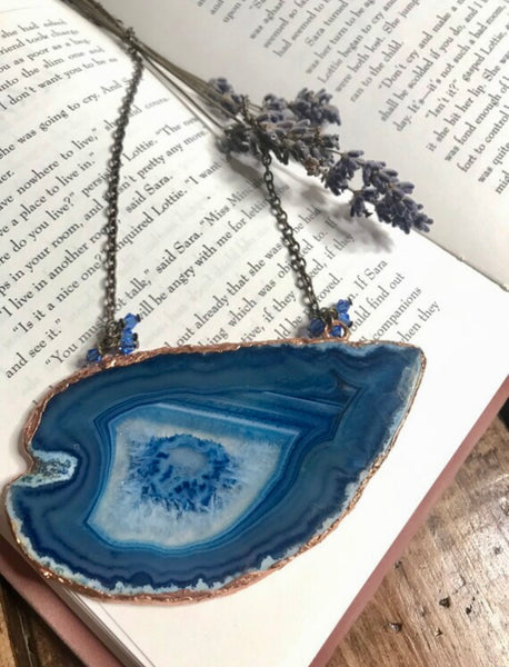 Blue Geode Slice Necklace