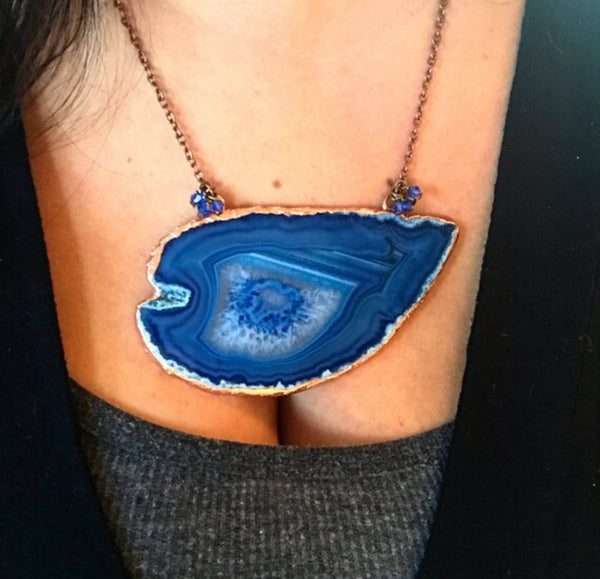 Blue Geode Slice Necklace
