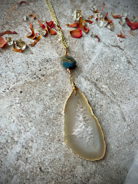 Labradorite Nude Geode Slice Necklace