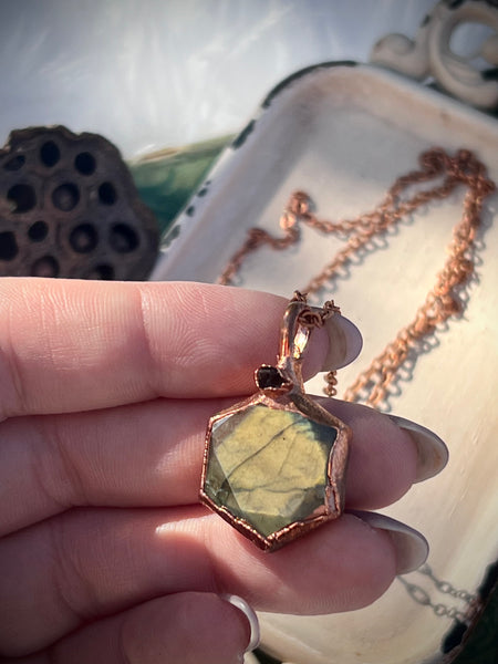 Labradorite Hexagon Pendant Necklace